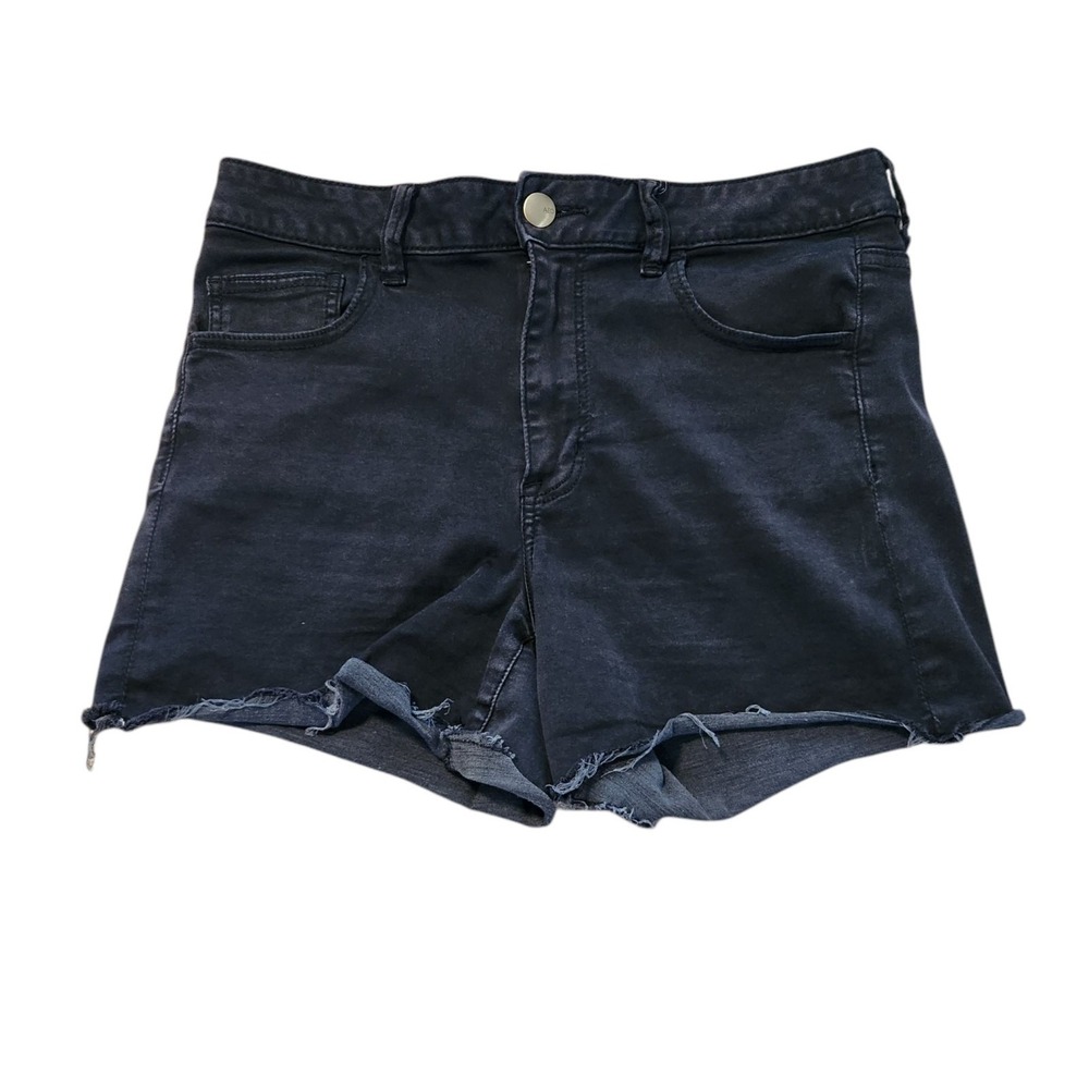 American Eagle High Rise Shortie Shorts Black Cutoff Super Stretch Womens 14